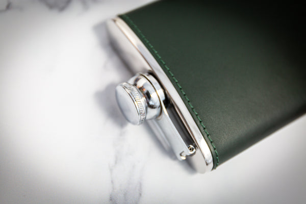 6oz Hip Flask Green Leather by Marlborough of England (Copy)