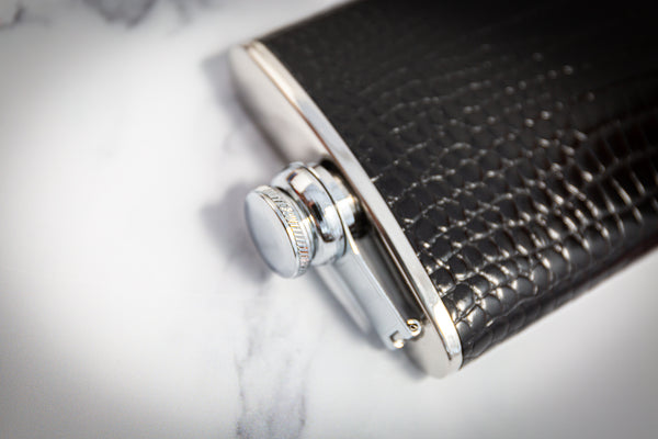 6oz Hip Flask Nile Black by Marlborough of England