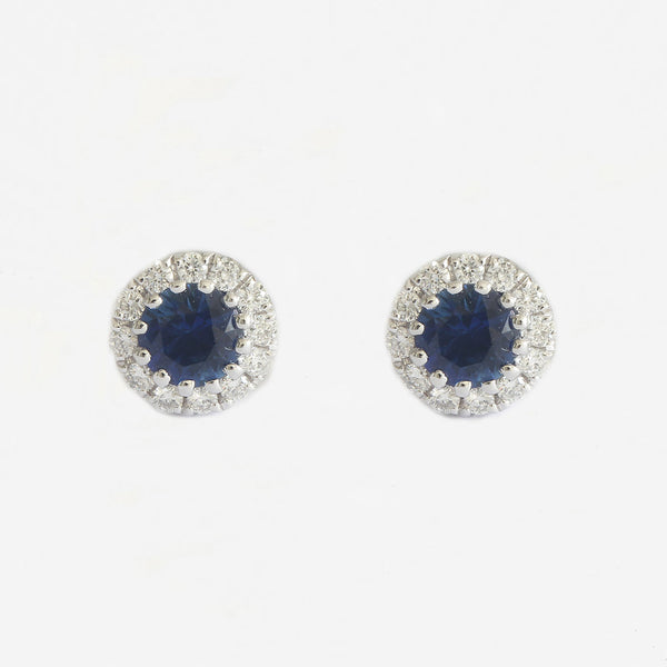 sapphire diamond stud clusters white gold