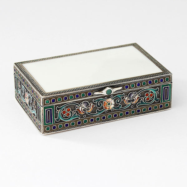 a beautiful russian enamel and silver trinket box