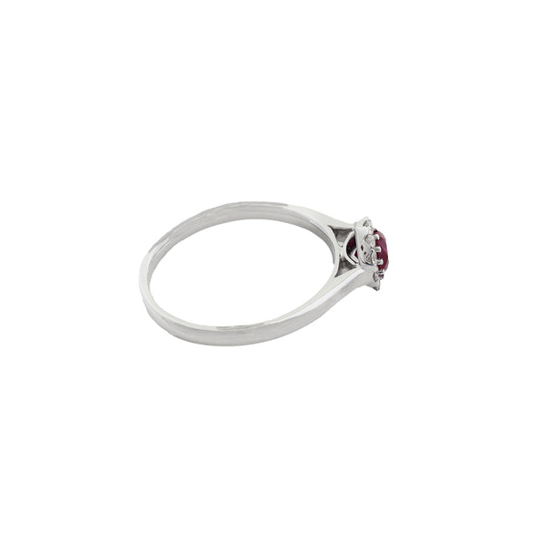 Ruby & Diamond Cluster Ring in 18ct White Gold