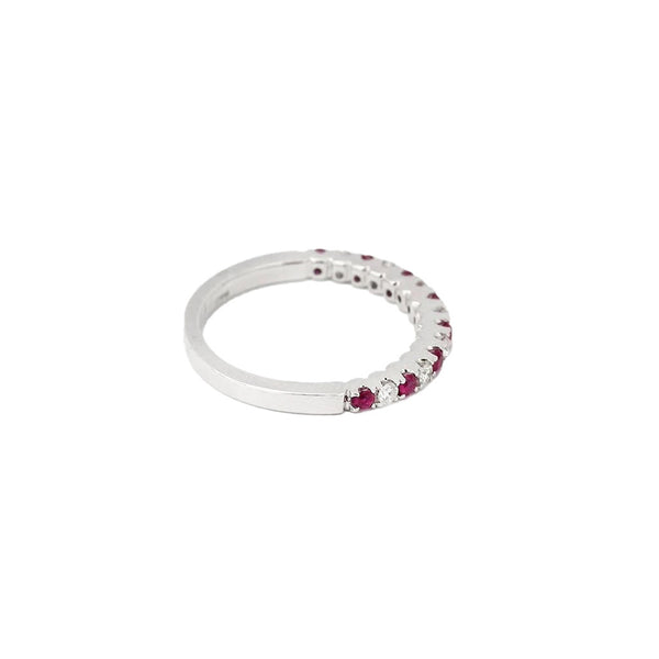 Ruby & Diamond Half Eternity Ring in 18ct White Gold