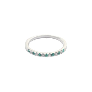 Emerald & Diamond Half Eternity Ring in 18ct Gold