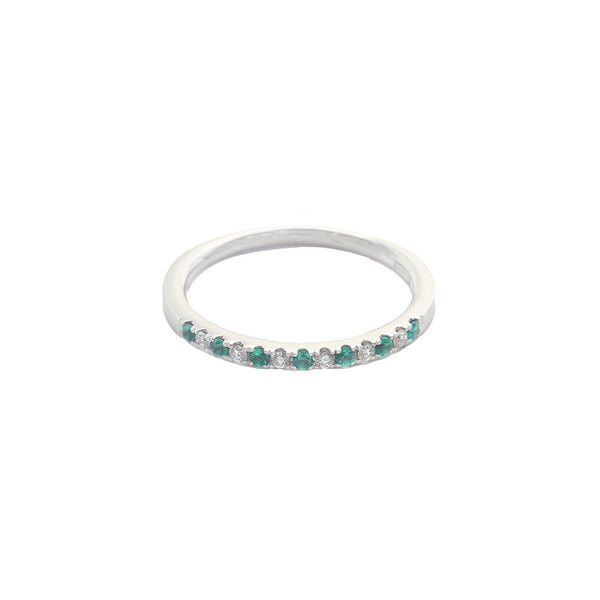 Emerald & Diamond Half Eternity Ring in 18ct Gold