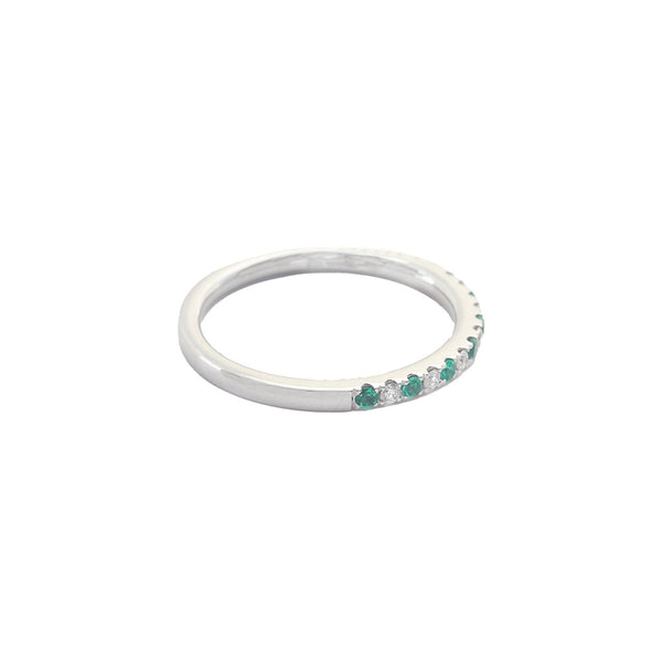Emerald & Diamond Half Eternity Ring in 18ct Gold