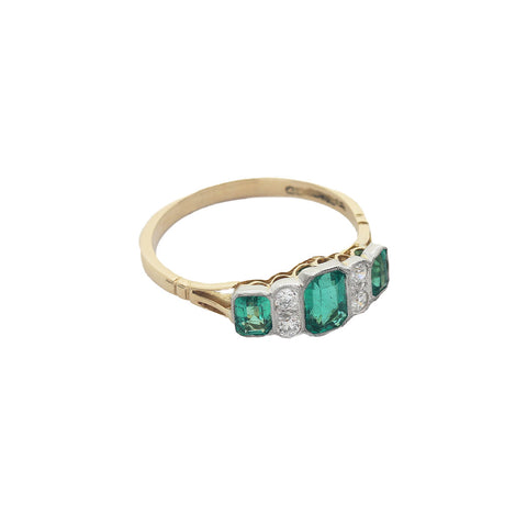 Emerald & Diamond Ring in 18ct Gold & Platinum - Heritage Collection
