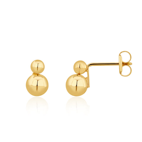 9ct Yellow Gold Double Polished Ball Stud Earrings