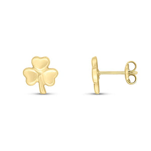 9ct Yellow Gold Polished Shamrock Stud Earrings