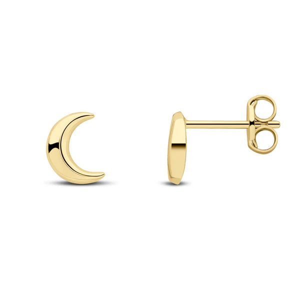 9ct Yellow Gold Crescent Stud Earrings