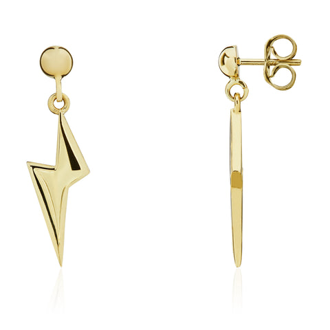 9ct Yellow Gold Lightening Drop Earrings
