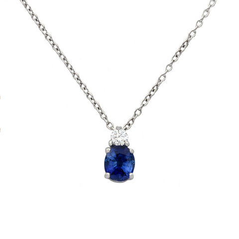 Sapphire & Diamond Pendant & Chain in 18ct White Gold