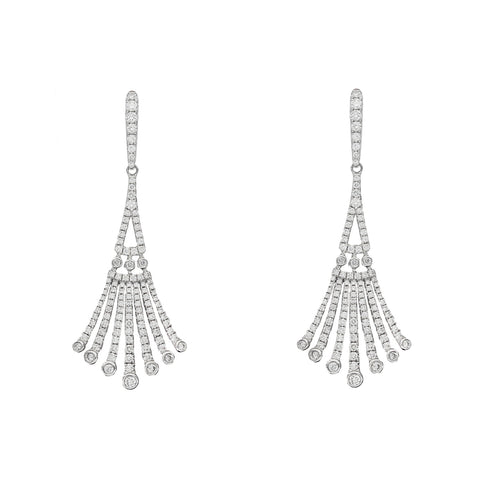 Diamond Drop Fan Earrings in 18ct White Gold