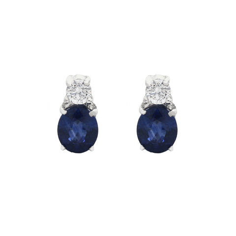 Sapphire & Diamond Earrings in 18ct White Gold