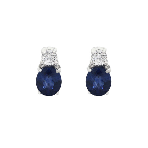 Sapphire & Diamond Earrings in 18ct White Gold
