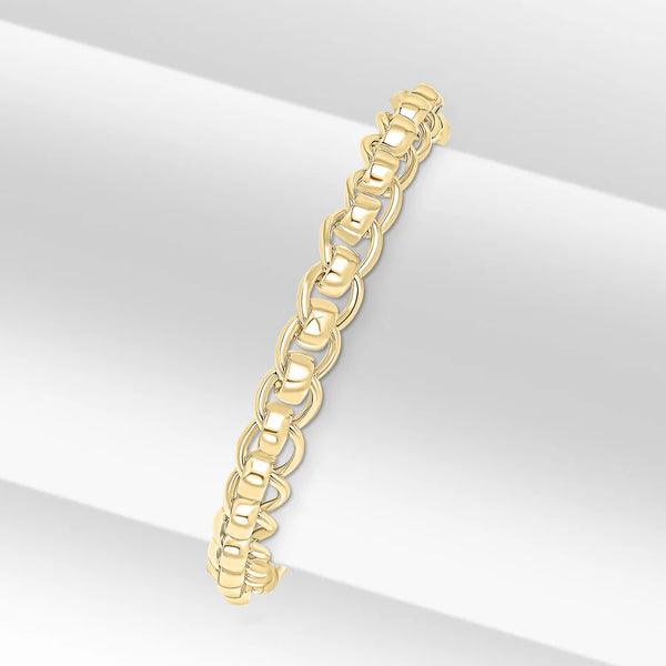 Silver & 18ct Yellow Gold Vermeil 10mm Handmade Rollerball Bracelet