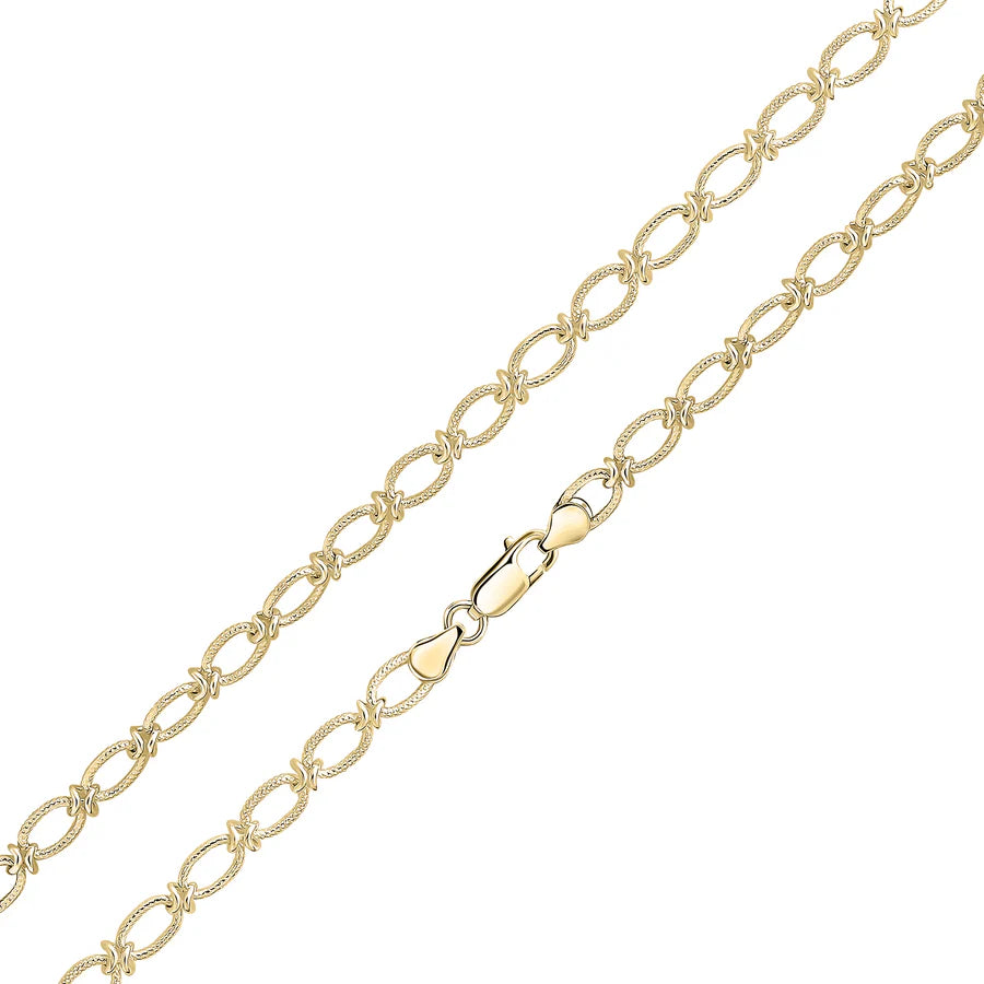 Silver & 18ct Yellow Gold Vermeil 6.5mm Handmade Textured Oval Knot Bracelet