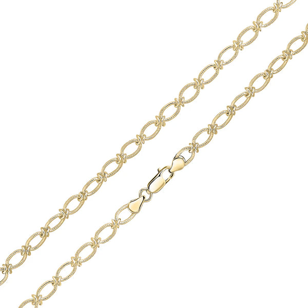 Silver & 18ct Yellow Gold Vermeil 6.5mm Handmade Textured Oval Knot Bracelet