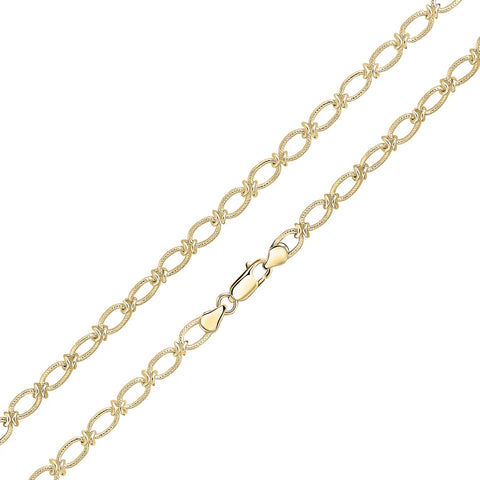 Silver & 18ct Yellow Gold Vermeil 6.5mm Handmade Textured Oval Knot Bracelet