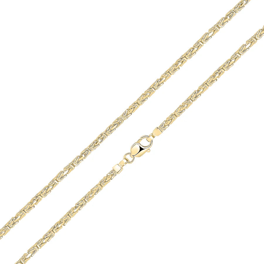 Silver & 18ct Yellow Gold Vermeil 4mm Handmade Square Byzantine Bracelet