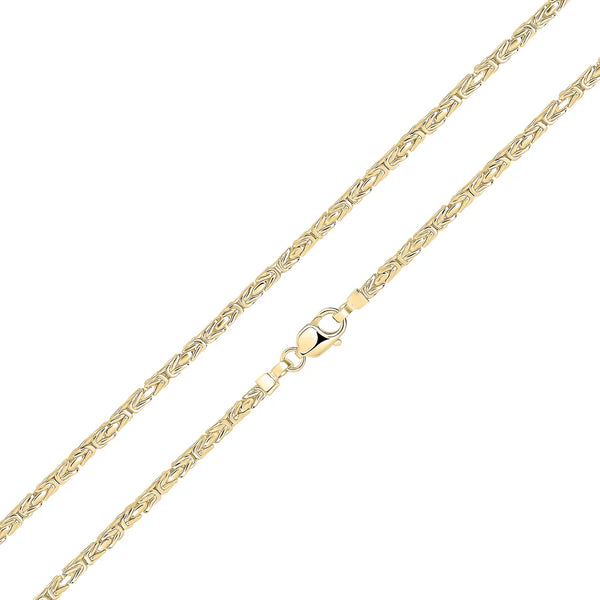 Silver & 18ct Yellow Gold Vermeil 4mm Handmade Square Byzantine Bracelet