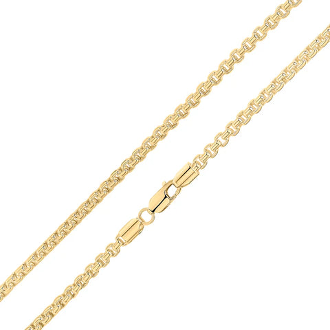 Silver & 18ct Gold Vermeil 4mm Rounded Box Belcher Bracelet
