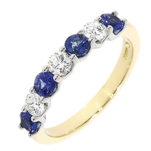 Sapphire & Diamond Half Eternity Ring in Platinum & 18ct Yellow Gold