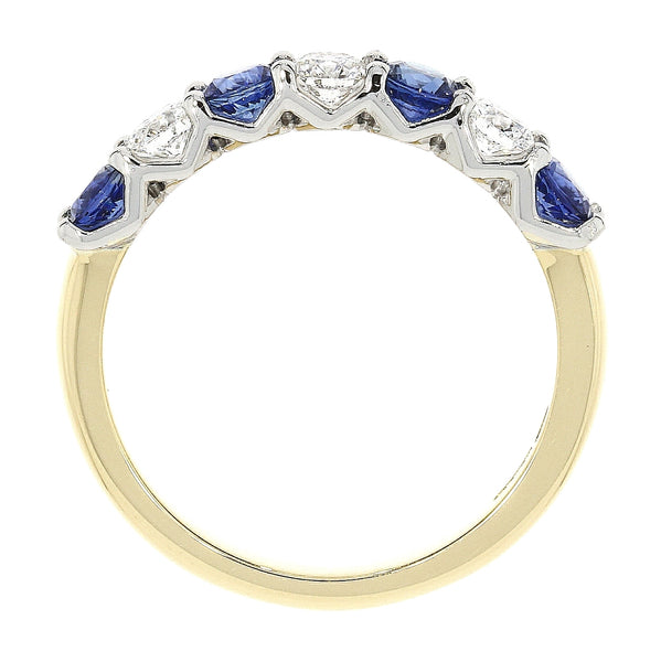 Sapphire & Diamond Half Eternity Ring in Platinum & 18ct Yellow Gold