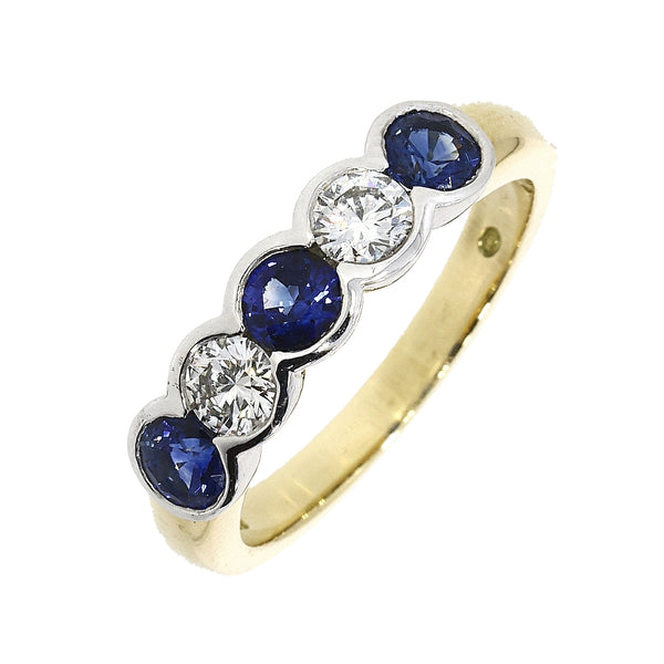 Sapphire & Diamond Half Eternity Ring in 18ct Gold