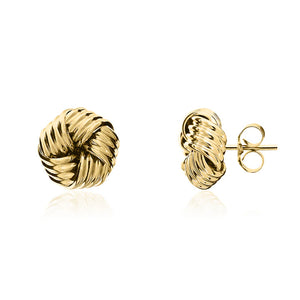 9ct Yellow Gold Ribbed Swirl Knot Stud Earrings