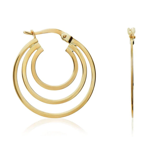 9ct Yellow Gold Triple Hoop Earrings