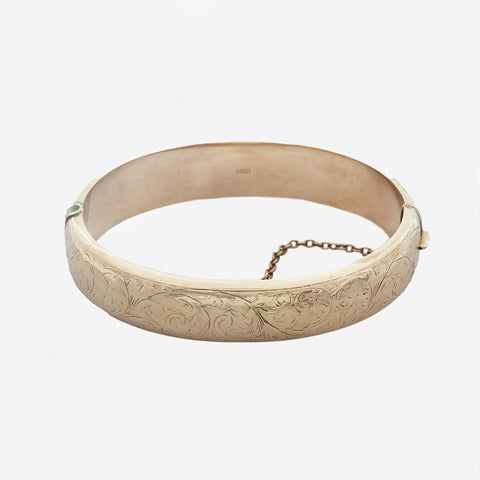 patterned oval bangle hinged 