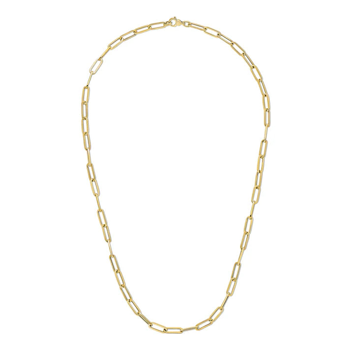 9ct Yellow Gold Oval Paperchain Necklace 24"