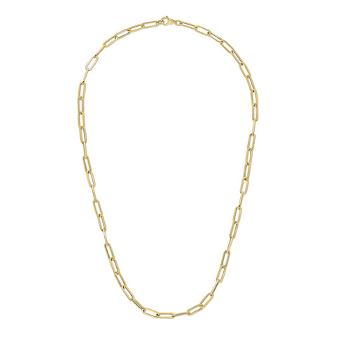 9ct Yellow Gold Oval Paperchain Necklace 24"