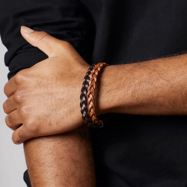 Double Braided Leather Bracelet by Fred Bennett