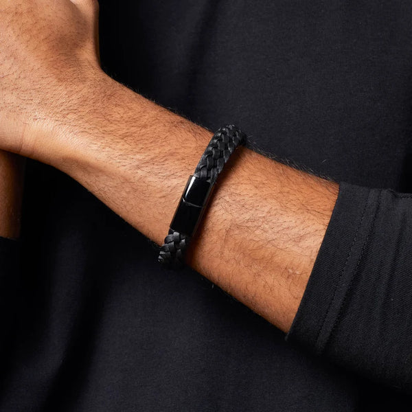 Black Braided Leather Bracelet