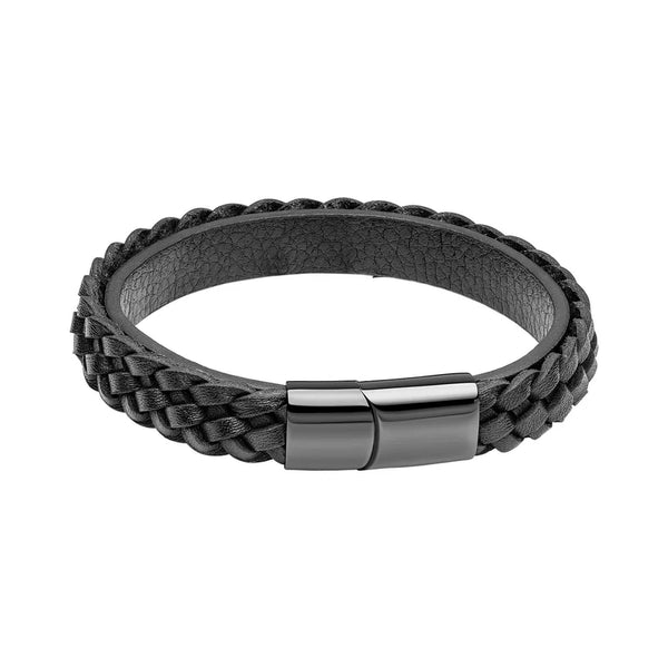 Black Braided Leather Bracelet