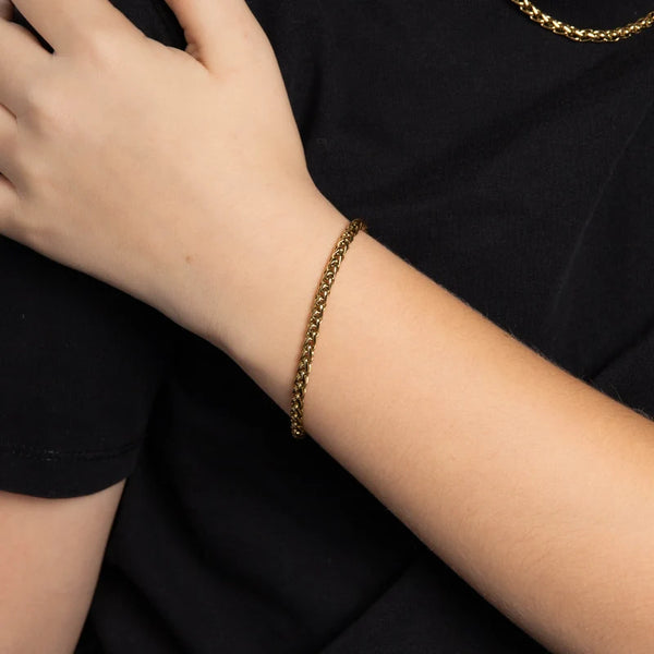 Gold Plated Stainless Steel Wheat Bracelet (Smaller Fit) by Fred Bennett