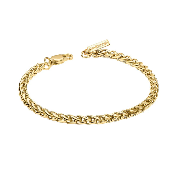 Gold Plated Stainless Steel Wheat Bracelet (Smaller Fit) by Fred Bennett