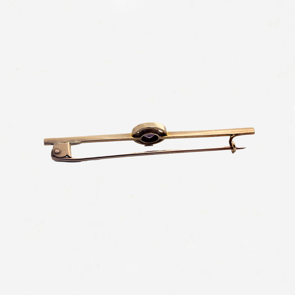 Amethyst Bar Brooch in 9ct Gold - Secondhand