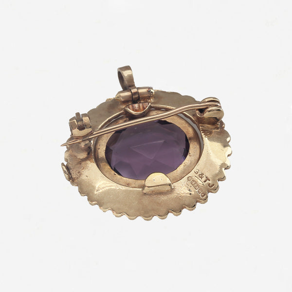Amethyst Brooch / Pendant in 9ct Gold - Secondhand