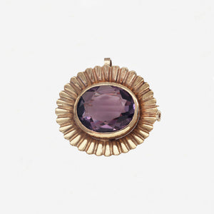 Amethyst Brooch / Pendant in 9ct Gold - Secondhand