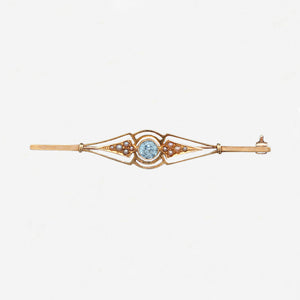 Synthetic Blue Spinel Edwardian Bar Brooch - Secondhand
