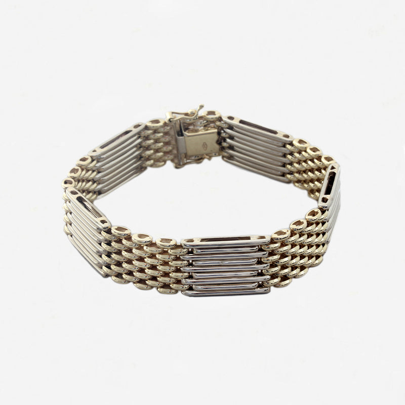 9ct Two Colour Gold Gate Bracelet - Secondhand