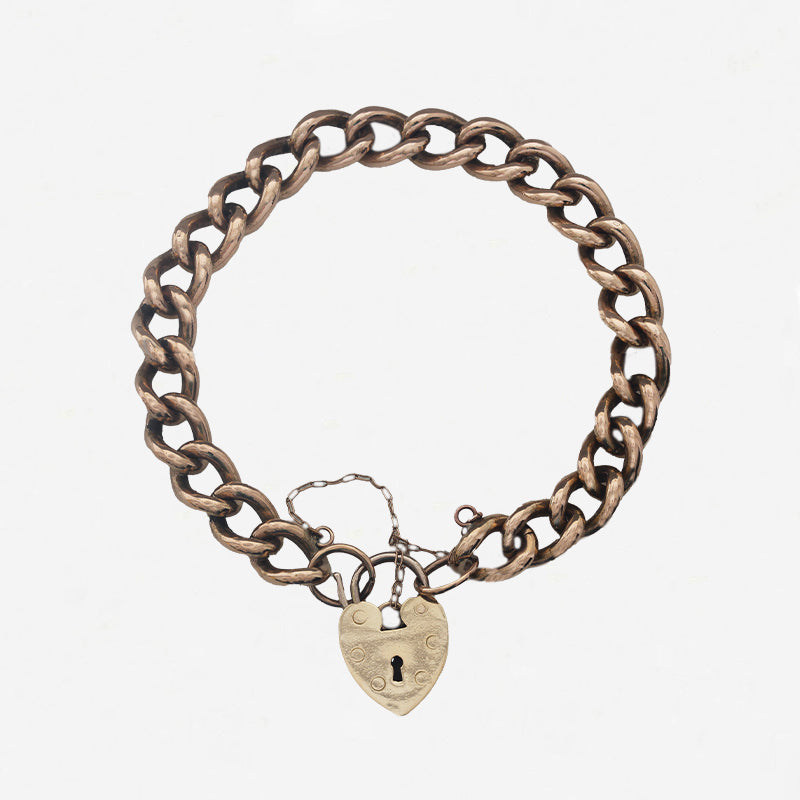 9ct Gold Curb Bracelet with Padlock - Secondhand
