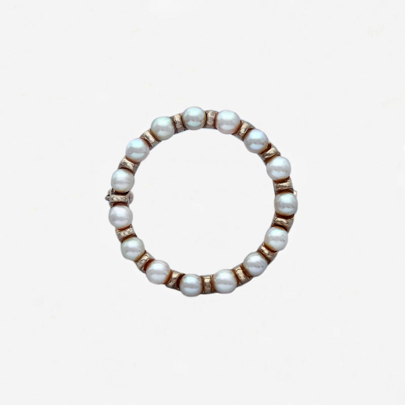 Cultured Pearl Brooch in 9ct Yellow Gold - Secondhand