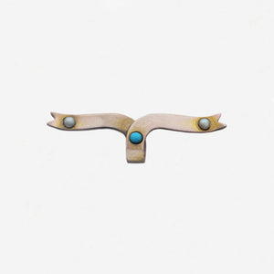 Art Nouveau Pearl and Turquoise Ribbon Brooch - Secondhand