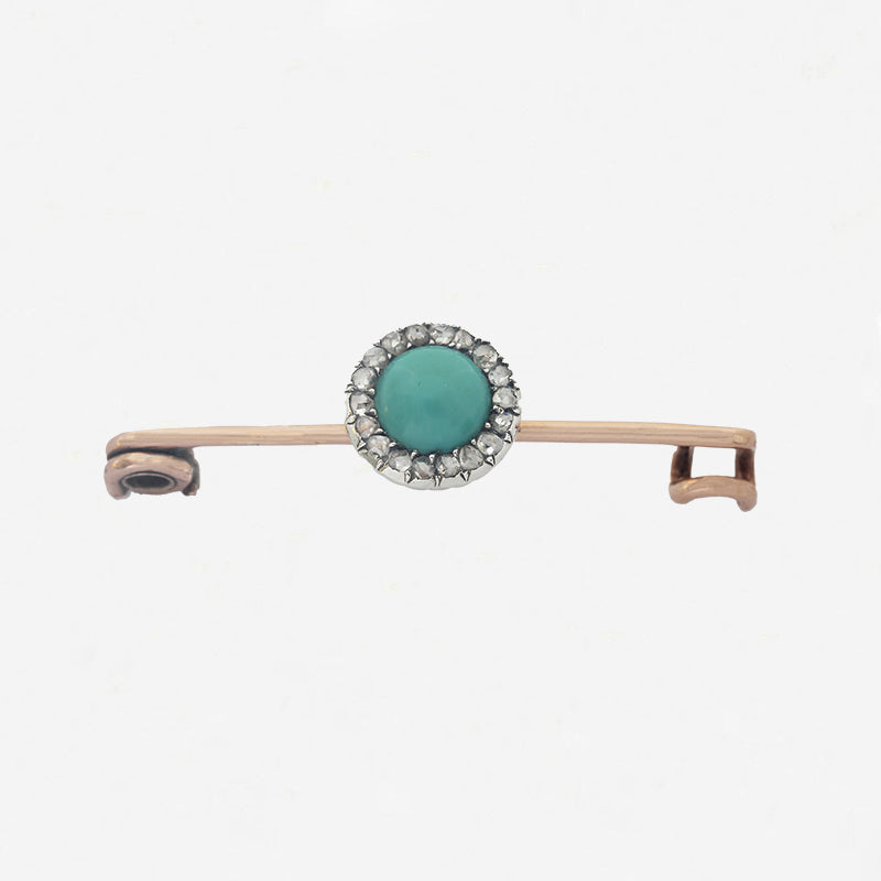 Turquoise and Diamond Antique Cluster Brooch - Secondhand