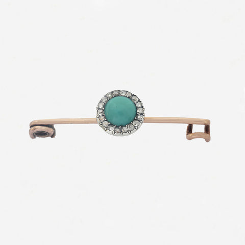 Turquoise and Diamond Antique Cluster Brooch - Secondhand