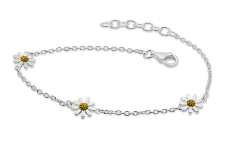 Silver Daisy 8mm Bracelet