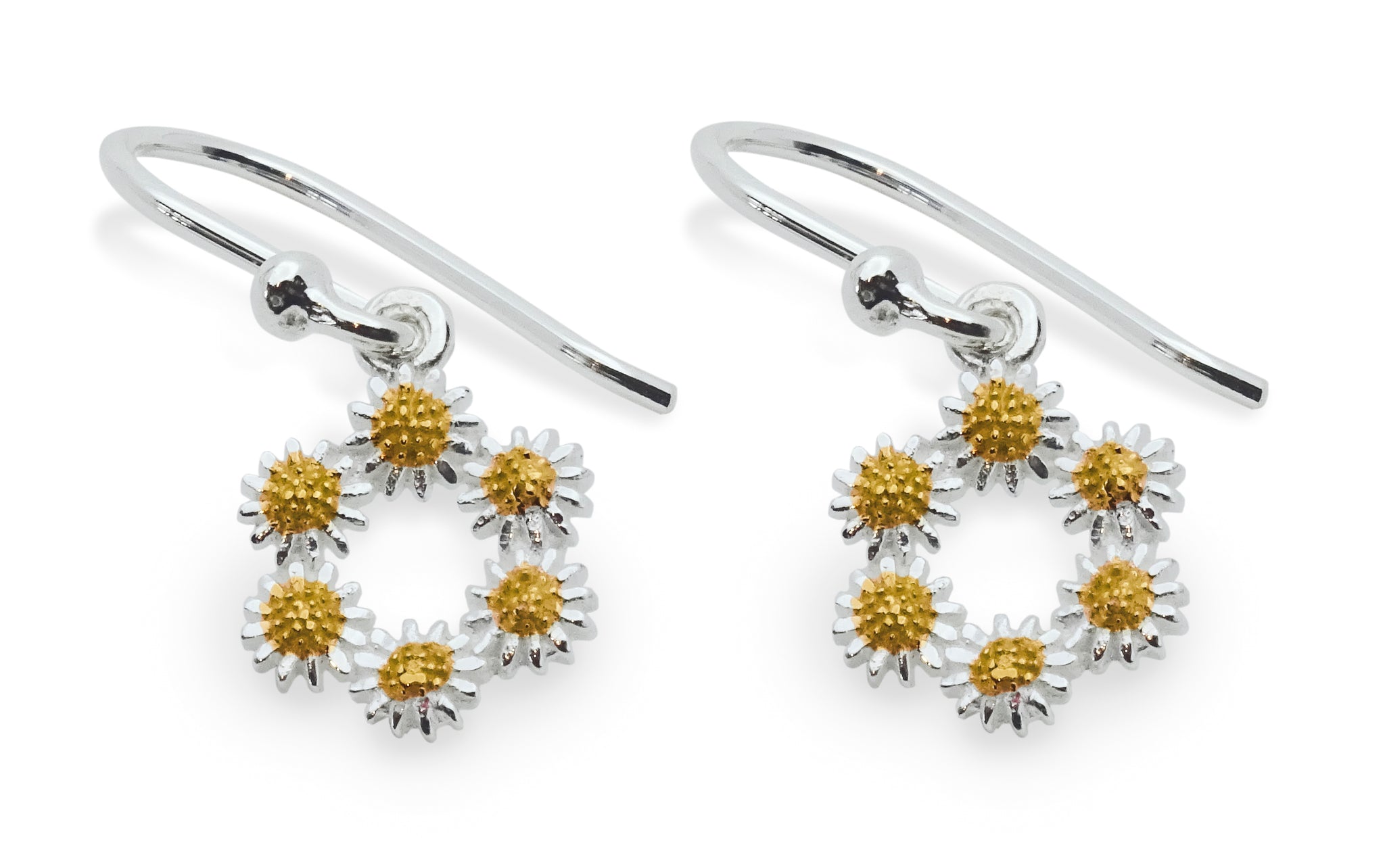 Silver Daisy Iota Drop Earrings